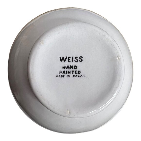 Vintage Weiss‎ Hand Painted Floral Made In Brazil Green Trim 7" Vase FLAWS - Picture 6 of 10